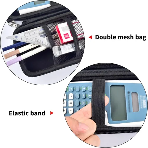 Vista 4 de Funda compatible con Texas Instruments TI-30XS para calculadora científica MultiView, bolsa organizadora de transporte con bolsillo de malla