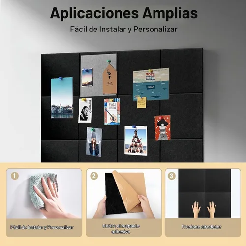 Vista 5 de Paquete de 12 paneles acústicos de pared de alta densidad, paneles de amortiguación de sonido de 0.4" x 12" x 12" pulgadas, paneles acústicos