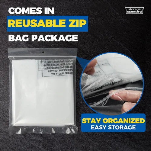 Vista 6 de 60 paquetes de bolsas para limpieza en seco para ropa de 40 pulgadas de largo - Bolsas transparentes de plástico para colgar ropa, cubierta