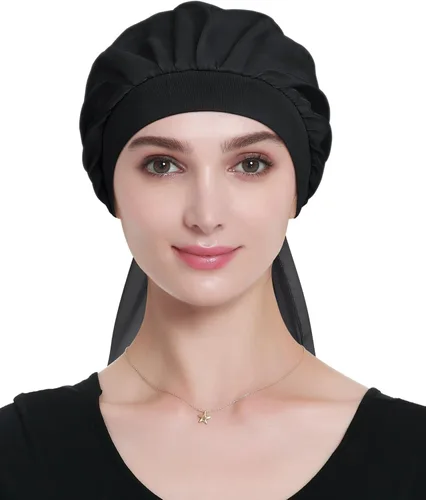 Vista 3 de Alnorm Bufanda larga de gasa para la cabeza, gorro de quimioterapia de jersey de bambú para mujeres