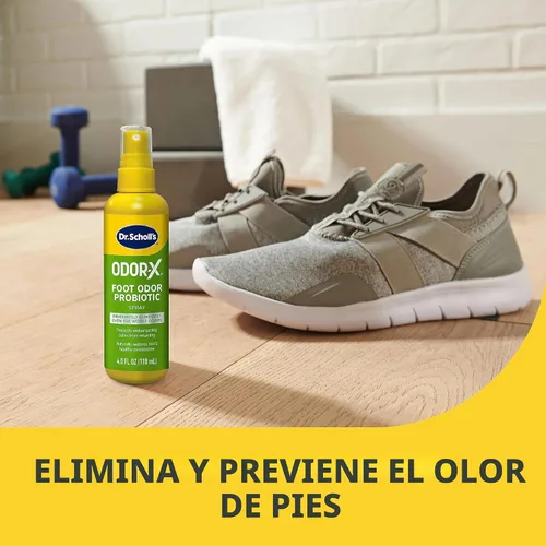 Vista 3 de Dr. Scholl's ODOR-X - Aerosol probiótico de olor para pies, 4 onzas/ Elimina inmediatamente los peores olores - Evita que vuelvan los olores