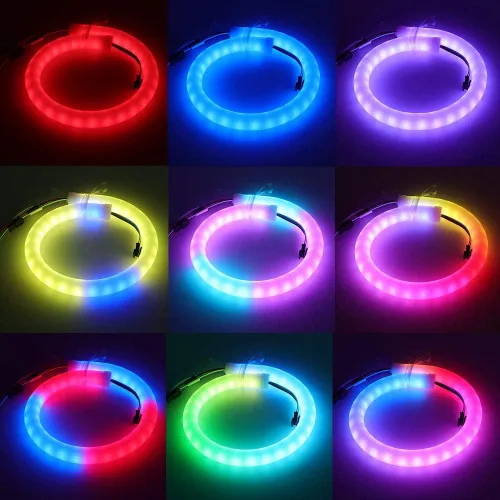 Vista 9 de Cuerda de luz LED RGB, píxel inteligente direccionable individualmente SK6812 60 LEDs/m, señal de neón, DC 5V impermeable, barra de letras flexible