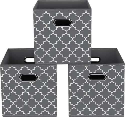 Vista 60 de Yunkeeeper - Contenedores de almacenamiento, cubos organizadores de tela con asa, cubos plegables para almacenamiento de tela o accesorios, 11 x 11