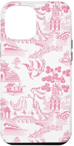 Vista 26 de Preppy Pink Willow Pattern Chinoiserie Toile Case for iPhone 17