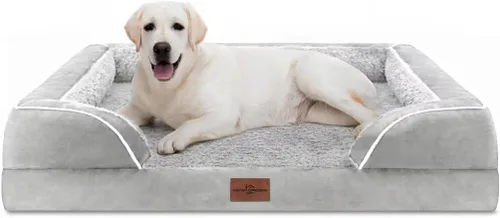 Vista 201 de Comfort Expression - Cama ortopédica para perros medianos, 28 x 19 pulgadas, cama impermeable y de apoyo de espuma con cojines removibles, sofá