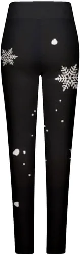 Vista 5 de Comigeewa Leggings Mujer Navidad Cintura alta Pantalones elásticos térmicos elásticos Estampado Pantalones Cintura elástica