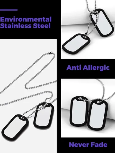 Vista 7 de Richsteel - Placa de identificación estilo Hip Hop militar para collar, fibra de carbón, colgante de bibliabala, para mujeres y hombres joya