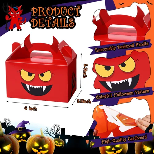 Vista 3 de TaoBary Juego de 24 cajas de dulces de Halloween, cajas de regalos de Halloween, cajas de regalos para regalos de cumpleaños, galletas