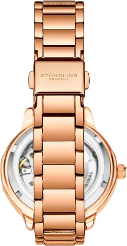 Vista 5 de Stuhrling - Reloj de vestir automático para mujer con bisel de cristal y movimiento automático de corazón abierto expuesto