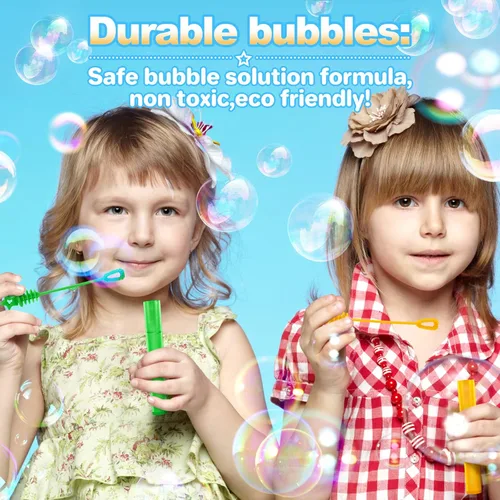Vista 4 de Letapapa Varita de burbujas, 200 mini varitas de burbujas a granel en 10 colores, recuerdos de fiesta de burbujas para niños, juguetes de verano