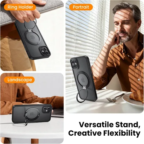 Vista 2 de Funda para iPhone 11, funda magnética con función atril [protección de grado militar] y [compatible con MagSafe], funda protectora delgada