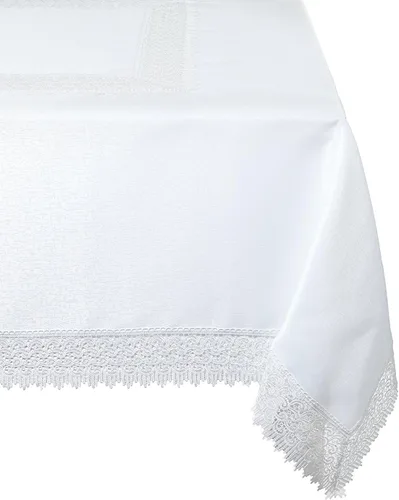 Vista 6 de Violet Linen Mantel de encaje Treasure, 70 pulgadas, redondo, marfil