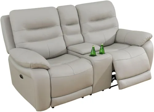 Vista 29 de Silla reclinable eléctrica, sofá biplaza, sofá para sala de estar, cómodo asiento de cuero transpirable para cine en casa con puertos de carga USB
