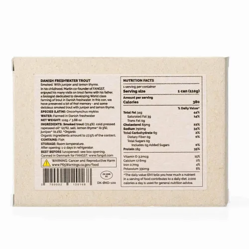 Vista 2 de Fangst Regnbue Orred Trucha de Agua Dulce Ahumada Enlatada con Enebro y Tomillo Limón 1 x 3.88 oz