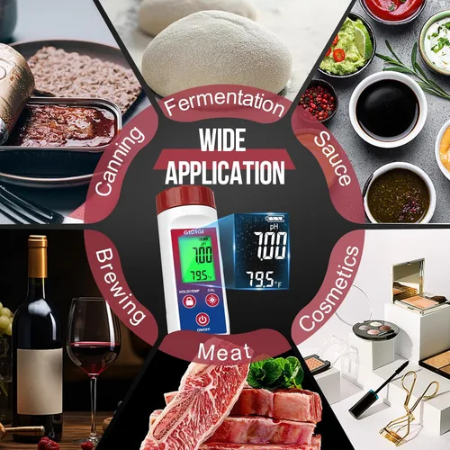 Vista 5 de Medidor de pH Inteligente para Alimentos, GIDIGI Probador Digital de pH para Alimentos, Kits de Prueba de pH de Enlatado Precisos con ATC, Bolígrafo