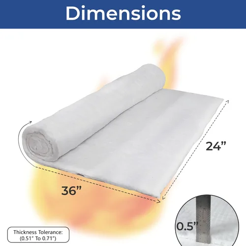 Vista 3 de SIMOND STORE Manta aislante de fibra de cerámica, 8# 2400F, 0.5 x 24 x 36 pulgadas, manta aislante ignífuga de alta temperatura para estufa de leña