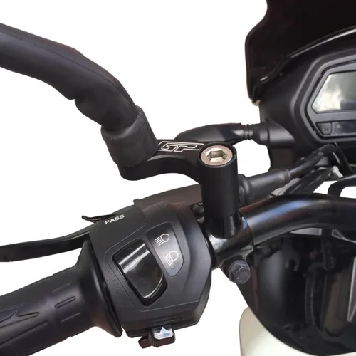 Vista 2 de GP Kompozit Extensores elevadores de espejo negro compatible con Bajaj Dominar 400 2017-2019