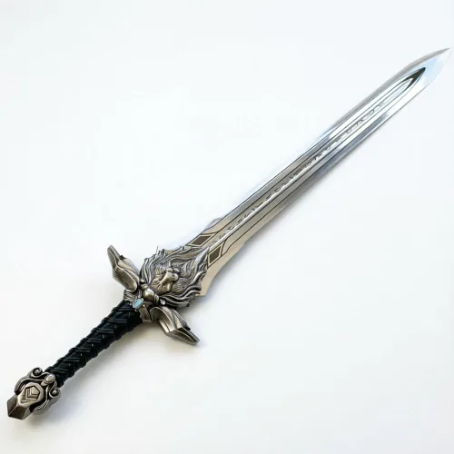 Vista 6 de 45.2-inch Ryan King Lion Sword with a Display Plaque,Stainless Steel, Lion Head Relief Design, Suitable for cosplayand Collecting Plateado