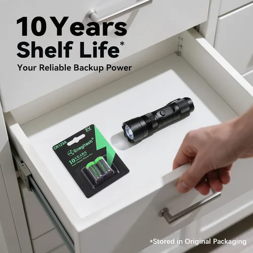Vista 3 de Enegitech CR123A Batería de Litio de 3V, Batería de Litio 123 de 3 Voltios, para Sensor de Seguridad del Hogar Sensor de Movimiento Cerradura