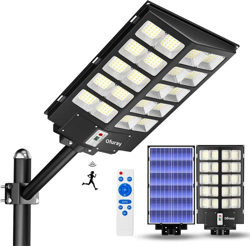 Vista 12 de Ofuray Of-800W Luces solares de calle para exteriores, 80000 lm, luces solares de seguridad de inundación, luces de estacionamiento, del atardecer