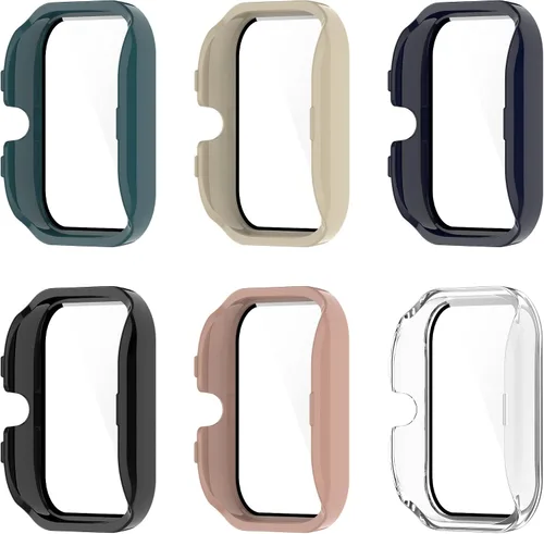 Vista 2 de Funda rígida de policarbonato compatible con Amazfit GTS 4 Mini con protector de pantalla de vidrio templado, resistente a los impactos y a prueba 6