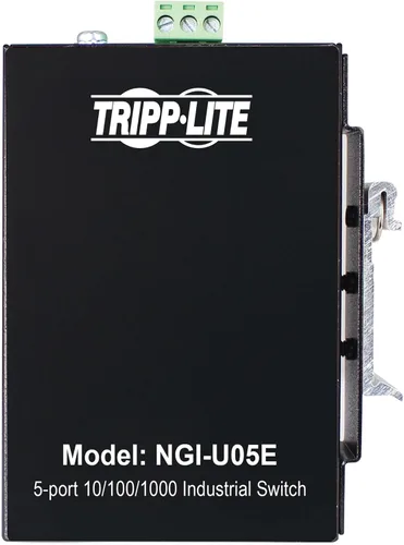 Vista 21 de Tripp Lite Conmutador Ethernet Gigabit PoE+ administrado industrial de 8 puertos de capa 2, puertos RJ45 de 10/100/1000 Mbps, montaje DIN