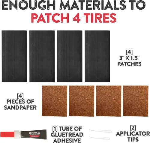 Vista 4 de GlueTread Kit de parches externos – para neumáticos sin cámara – No es necesario quitar el neumático – El kit incluye suficiente