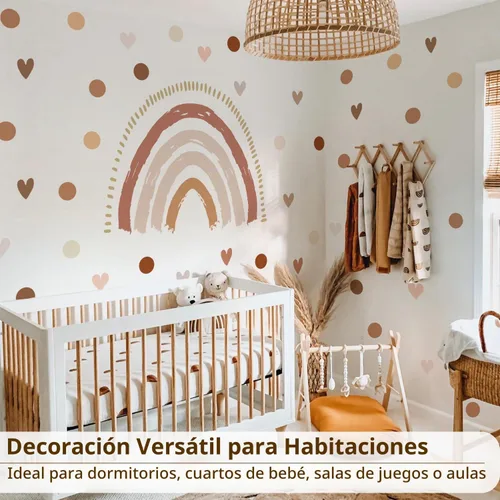 Vista 5 de funlife Calcomanías de pared grandes de arco iris boho para despegar y pegar, autoadhesivas, calcomanías de pared de corazones para decoración