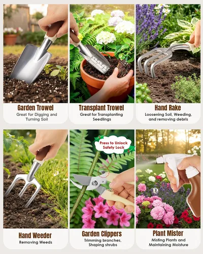Vista 4 de Calendario de adviento navideño de jardinería para mujeres y hombres adultos 2025, juego de 12 días de regalos con herramientas de mano de jardín