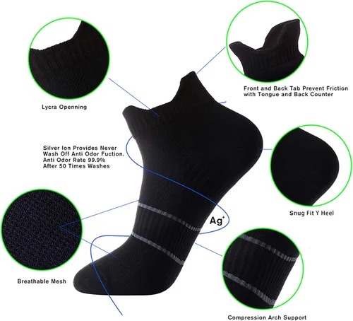 Vista 3 de Calcetines deportivos de algodón de secado rápido para hombre con control de olores y de corte bajo