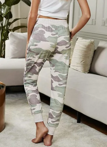 Vista 2 de Dokotoo - Pantalones deportivos de algodón para mujer, cintura elástica con cordón ajustable y bolsillos, estilo informal moderno, para correr