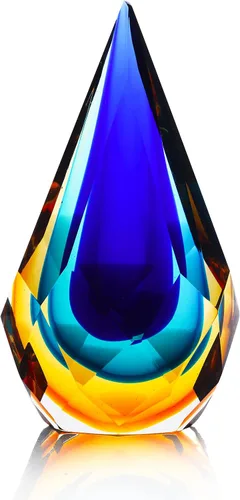 Vista 5 de Yao Yuan Handmade Murano Glass Art Decor Sculpture - Unique Hand-Cut Cube Paperweight for Home Décor