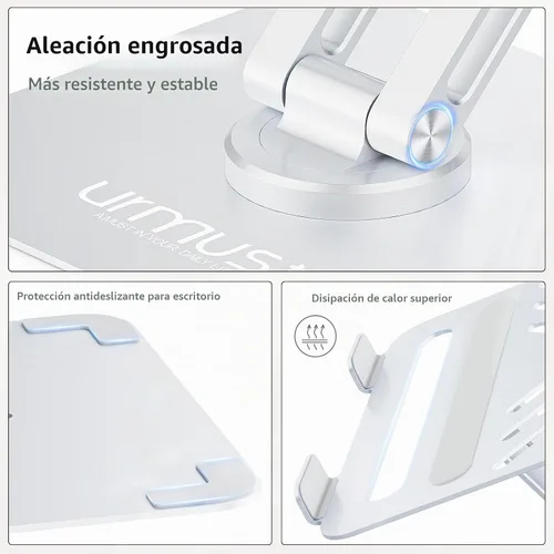 Vista 8 de Soporte giratorio de 360° para computadora portátil para escritorio para dispositivos de 10-17" Adjustable Height, Ergonomic Laptop Riser Standing