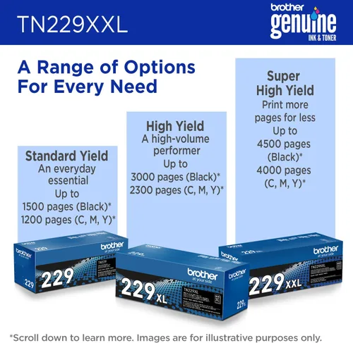 Vista 4 de Cartucho de tóner Brother genuino TN229XXLBK negro de súper alto rendimiento - Imprime hasta 4,500 páginas (1), compatible con impresoras