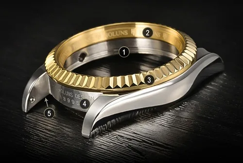 Vista 6 de Reloj de oro completo para hombre, reloj automático, mecánico, de acero dorado, de cuerda automática y cristal de zafiro, resistente al agua