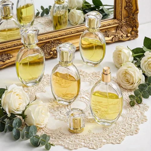 Vista 2 de Paquete de 6 botellas de perfume recargables de 1.7 fl oz/1.7 onzas, botella atomizadora de perfume de vidrio vacía, botella de viaje de colonia