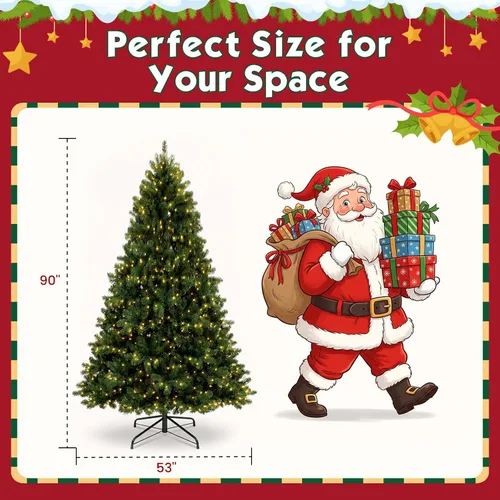 Vista 6 de Árbol de Navidad artificial de 7.5 pies, 1203 puntas de PVC