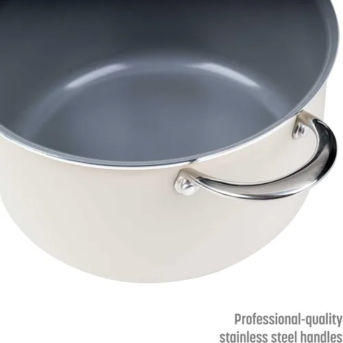 Vista 8 de Goodful Olla de cerámica antiadherente de 6 cuartos de galón, ollas y sartenes aptas para lavavajillas, mango de acero inoxidable de agarre cómodo