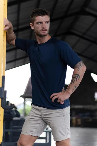Vista 6 de Camisas de correr para hombre, camisetas de entrenamiento para hombre, camisetas deportivas de fitness, camisetas de gimnasio para hombre, cuello