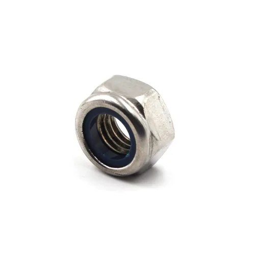 Vista 2 de Tuerca de bloqueo hexagonal métrica de acero inoxidable 304 M3 Inserto de nailon, paquete de 50
