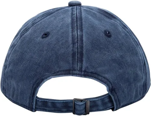 Vista 3 de Gorra de béisbol bordada personalizada Gorra de vaquero ajustable personalizada Agregue su texto, Retro azul marino.