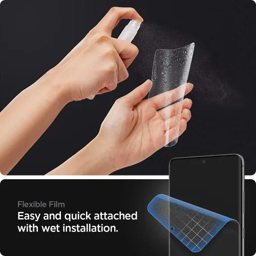 Vista 5 de Spigen NeoFlex - Protector de pantalla diseñado para Samsung Galaxy S21 Ultra (2021), 2 unidades, compatible con fundas Flexible Film, Full Edge
