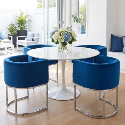 Vista 29 de RIVOVA - Silla tapizada para comedor, silla lateral moderna de barril, sillas tapizadas para comedor, silla cómoda para cocina, silla lateral
