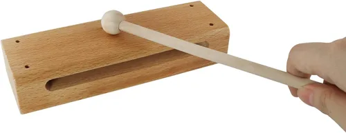Vista 3 de Bloque de madera con mazo ZZLZX - 1 juego de instrumento musical de bloque de madera con mazo, bloques de ritmo de percusión de madera maciza