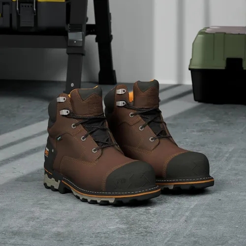 Vista 8 de Timberland PRO Botas de trabajo industriales para hombre de 6.0 pulgadas, Boondock, con puntera de composite, impermeables y aisladas Marrón