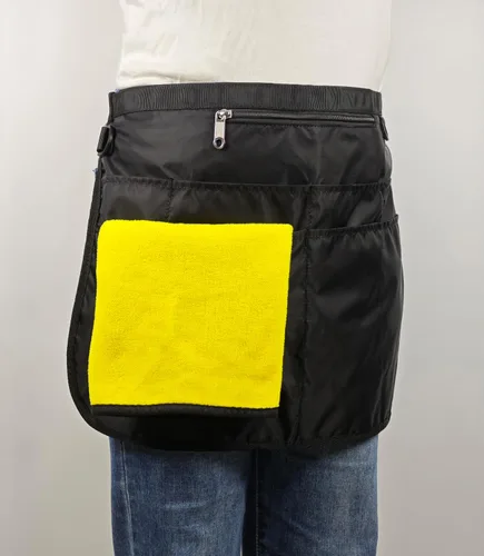 Vista 4 de Bafelia Delantal de limpieza impermeable con 7 bolsillos, suministros de limpieza para el hogar, delantal de criada ligero y duradero Negro