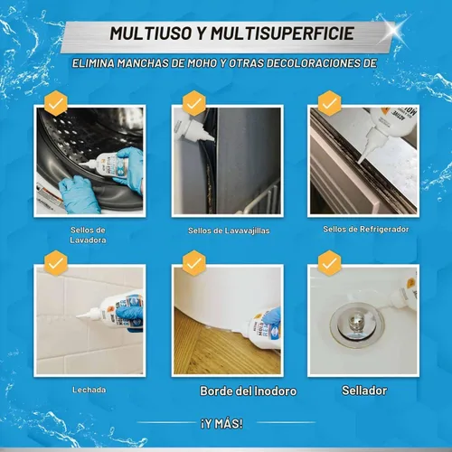 Vista 2 de ACTIVE Limpiador de gel removedor de manchas de moho, limpiador de manchas de alta resistencia para carga frontal, sello de lavadora, lechada