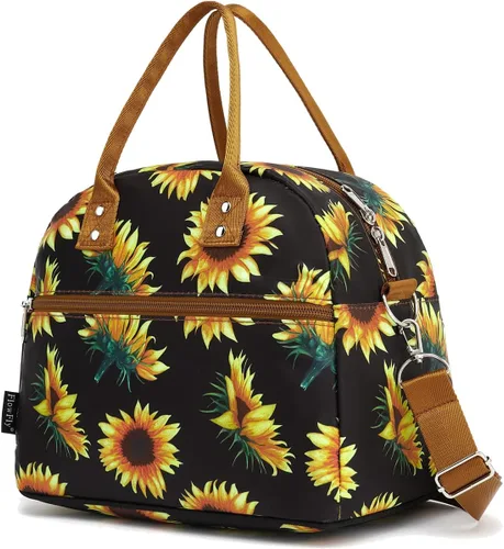 Vista 10 de FlowFly Fiambrera térmica con correa de hombro y asas para mujer, hombre y niños, amplia y reutilizable, congelable, bolso organizador de alimentos