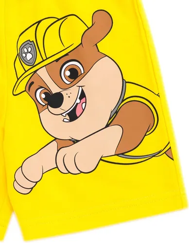 Vista 7 de Paw Patrol Chase Skye Rubble Marshall - Conjunto de camiseta y pantalones cortos de ciclismo de rizo francés para niños pequeños y grandes