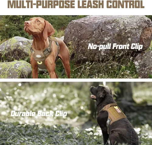 Vista 4 de Auroth - Arnés táctico para perros pequeños y medianos, sin tirones, arnés ajustable para mascotas, reflectante, K9, entrenamiento, trabajo